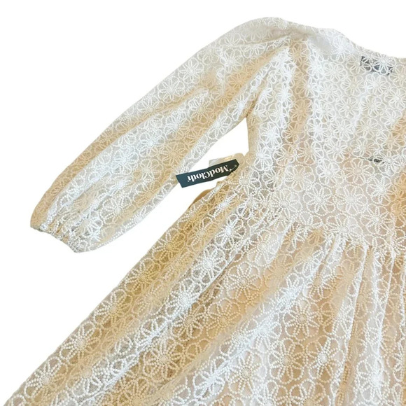Modcloth Magic in the Air Wrap Dress Ivory Floral Lace w/ Liner Size Small NWT - Picture 10 of 14